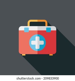 first aid kit flat icon with long shadow