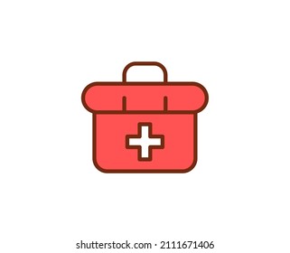 First aid kit flat icon. Thin line signs for design logo, visit card, etc. Single high-quality outline symbol for web design or mobile app. Medical outline pictogram.