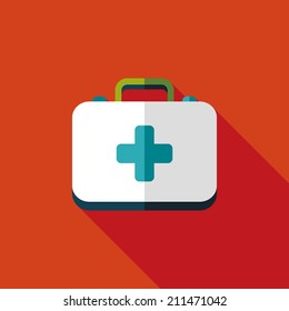 first aid kit flat icon with long shadow