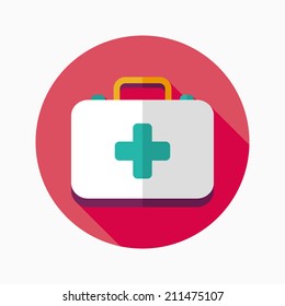 first aid kit flat icon with long shadow