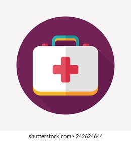 first aid kit flat icon with long shadow
