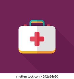 first aid kit flat icon with long shadow