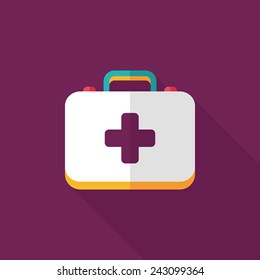 first aid kit flat icon with long shadow