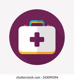 first aid kit flat icon with long shadow