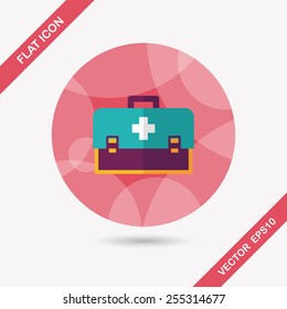first aid kit flat icon with long shadow