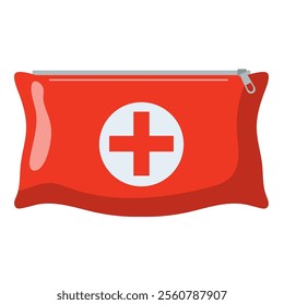 First aid kit flat icon, mini first aid kit pouch bag vector illustration, portable outdoor first aid bag clip art, pocket emergency medicine bag clipart