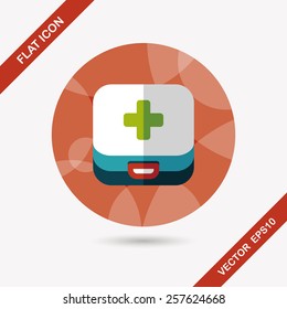 first aid kit flat icon with long shadow