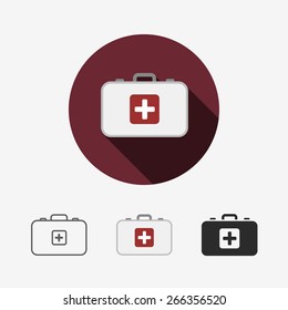 First aid kit flat icon. Health care