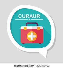 first aid kit flat icon with long shadow,eps10