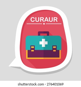 first aid kit flat icon with long shadow