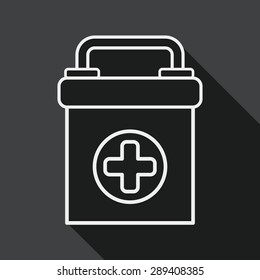 first aid kit flat icon with long shadow, line icon