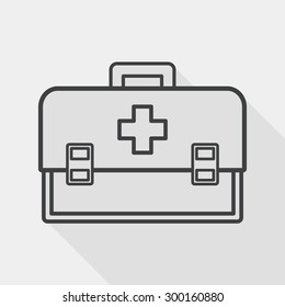 first aid kit flat icon with long shadow, line icon