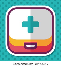 first aid kit flat icon with long shadow
