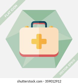 first aid kit flat icon with long shadow