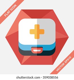 first aid kit flat icon with long shadow