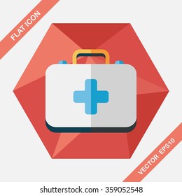 first aid kit flat icon with long shadow