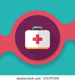 first aid kit flat icon with long shadow