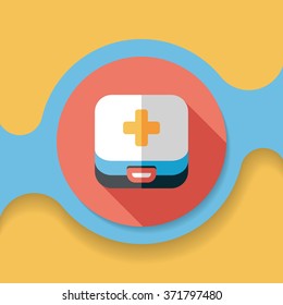 first aid kit flat icon with long shadow