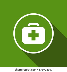 first aid kit flat icon with long shadow. vector illustration