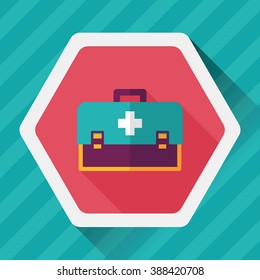 first aid kit flat icon with long shadow