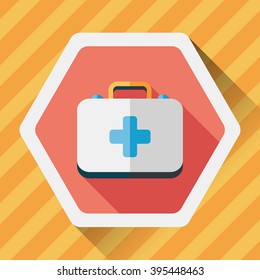 first aid kit flat icon with long shadow