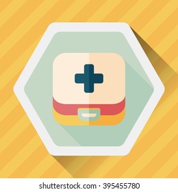 first aid kit flat icon with long shadow