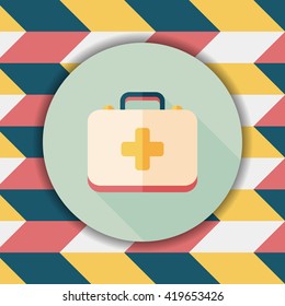 first aid kit flat icon with long shadow