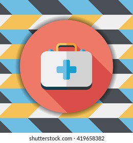 first aid kit flat icon with long shadow