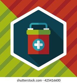 first aid kit flat icon with long shadow,eps10
