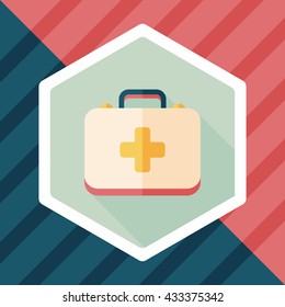 first aid kit flat icon with long shadow