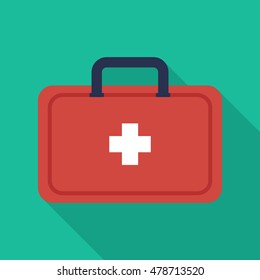 first aid kit flat icon. You can be used first aid kit icon for several purposes like: websites, UI, UX, print templates, promotional materials, info-graphics, web and mobile phone apps.