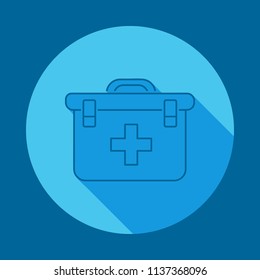 first aid kit flat long shadow icon. Element of medicine icon for mobile concept and web apps. Long shadow first aid kit icon can used for web and mobile on blue background