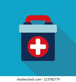 first aid kit , Flat style Icon with long shadows
