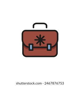 First aid kit. Flat thin line illustration. Password, doctor equipment, emergency. Hospital concept. For health, business, medicine