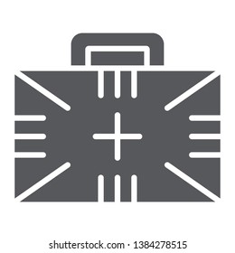 First aid kit glyph icon, box and emergency, medical case sign, vector graphics, a solid pattern on a white background, eps 10.