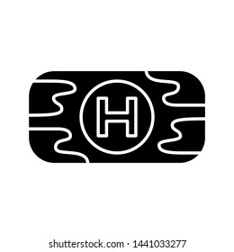 First aid kit glyph icon. Virtual video game container, equipment. Medical aid, treatment. Computer game inventory. Esports player item. Silhouette symbol. Negative space. Vector isolated illustration
