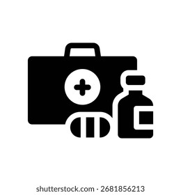 Erste-Hilfe-Kit Glyphe Symbol Illustration Vektorgrafik. Einfache Elementgrafik, Vektorgrafik, geeignet für App, Websites und Präsentationen einzeln auf weißem Hintergrund