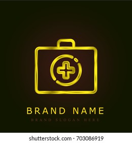 First aid kit golden metallic logo