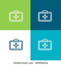 First aid kit green and blue material color minimal icon or logo design