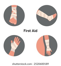 First aid kit for hand, wrist, leg and ankle