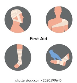 First aid kit for head, shoulder, leg and ankle