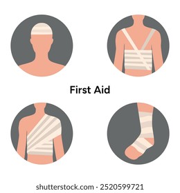 First aid kit for head, shoulder, ankle and breast body