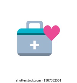 first aid kit with heart isolated icon