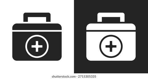 First Aid Kit Icon In Black And White Glyph Style