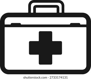 First aid kit icon black and white medical symbol