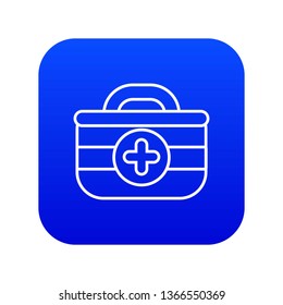First aid kit icon blue vector isolated on white background