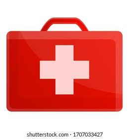 First Aid Kit Icon. Cartoon Of First Aid Kit Vector Icon For Web Design Isolated On White Background