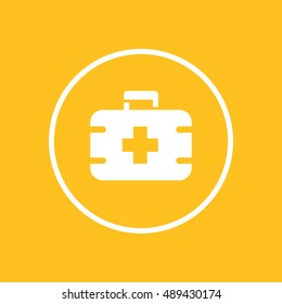 First aid kit icon in circle, medicine chest