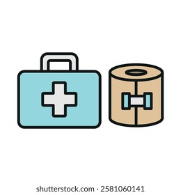 First aid kit icon is a clean vector illustration of a medical emergency box with a cross symbol, perfect for healthcare apps, safety guides, and emergency preparedness visuals.