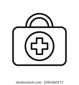First aid kit icon is a clean vector illustration of a medical emergency box with a cross symbol, perfect for healthcare apps, safety guides, and emergency preparedness visuals.